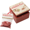 Handcrafted hinged box in red featuring vintage-style label and packet of red glitter reindeer feed, crafted to bring festive joy for Home & Decor, Holiday Decor, Best Sellers, Promo Eligible collections.