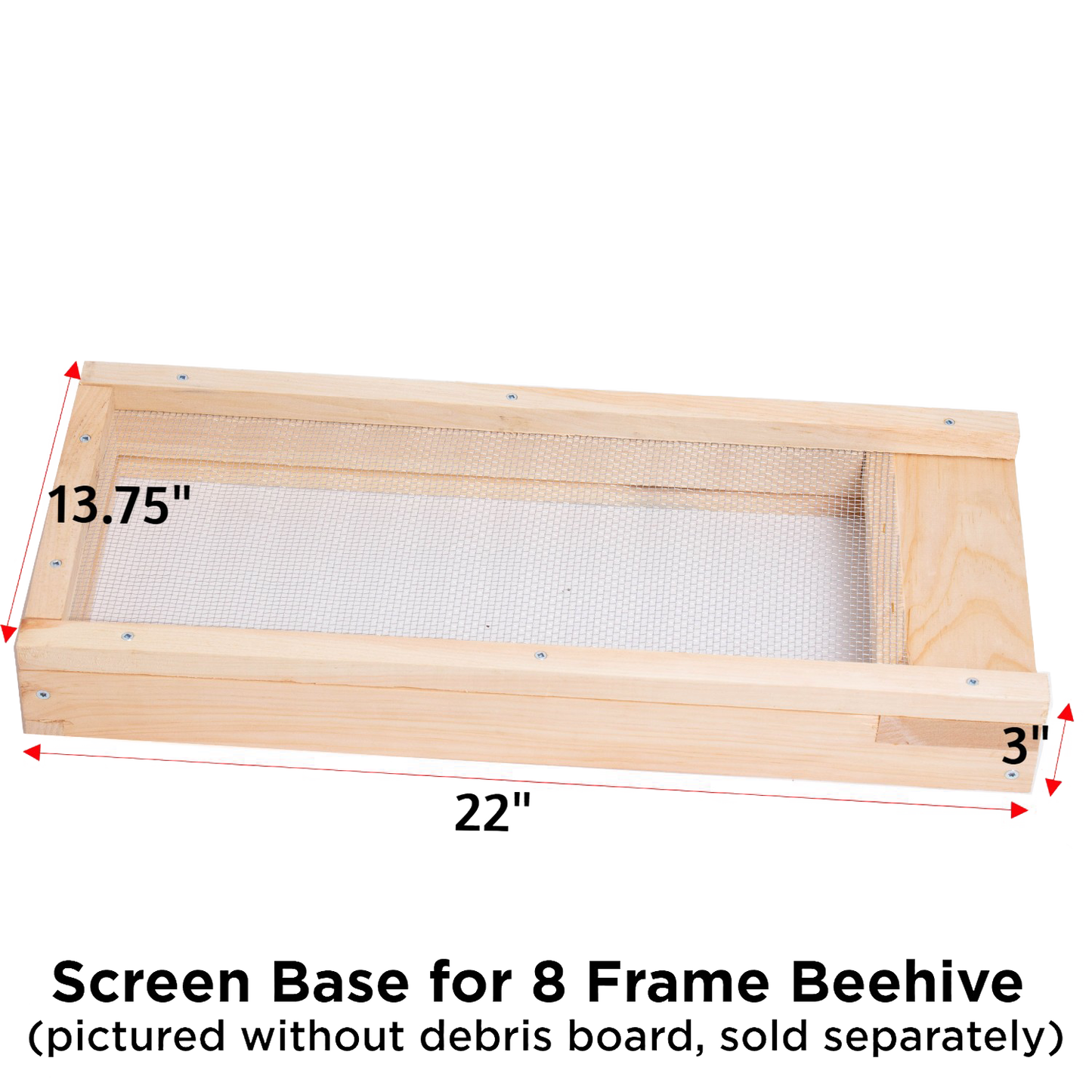 Handcrafted Amish made wooden screen base with metal mesh, designed for 8-frame beehives to protect against varroa mites, featured in Farm, Garden & Tool and Beekeeping Supplies collections.