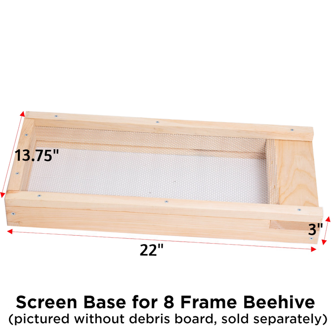 Handcrafted Amish made wooden screen base with metal mesh, designed for 8-frame beehives to protect against varroa mites, featured in Farm, Garden & Tool and Beekeeping Supplies collections.