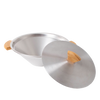 Aluminum stovetop popcorn popper with a conical bowl and wooden handles and lid knob, designed for easy, healthy popcorn making; featured in Kitchen & Food and Cookware collections.