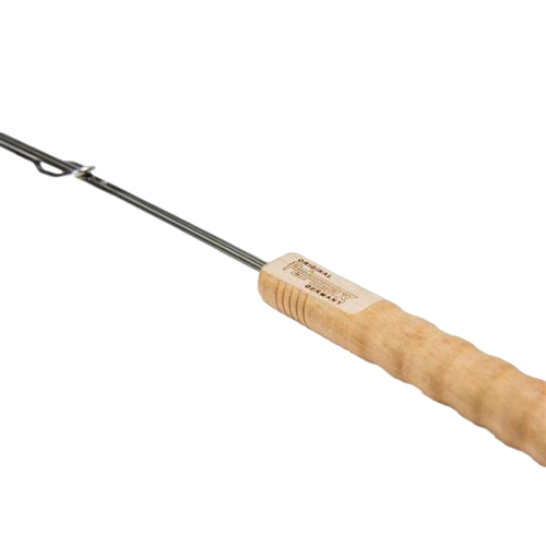 Handcrafted campfire skewer with an adjustable stainless steel shaft and smooth wooden handle, designed for safe roasting over open flames, perfect for Farm, Garden & Tool, Camping, and Best Sellers collections.