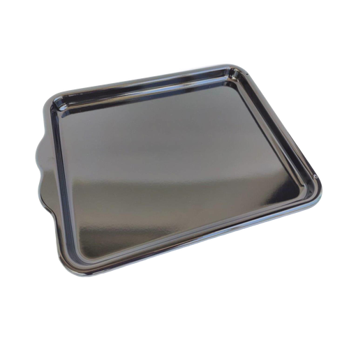Durable enameled steel baking tray with raised edges and side handles, designed for use with select Rosa cookstoves, featured in Stoves and Hearth Accessories collections.