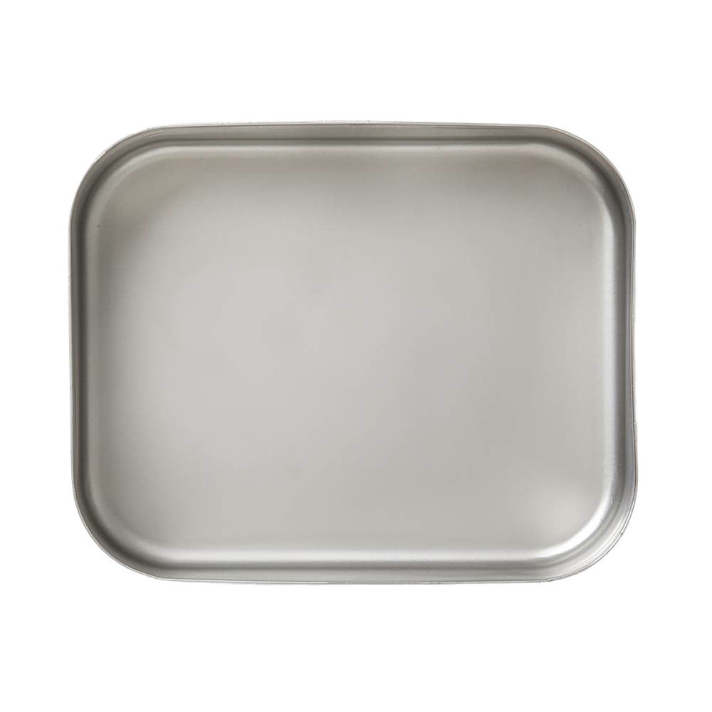 Rectangular stainless steel snack container with a smooth, matte finish and easy-to-open lid, ideal for durable, reusable food storage in Kitchen & Food and Storage and Serving collections.