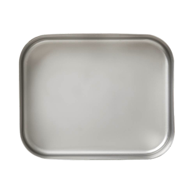 Rectangular stainless steel snack container with a smooth, matte finish and easy-to-open lid, ideal for durable, reusable food storage in Kitchen & Food and Storage and Serving collections.