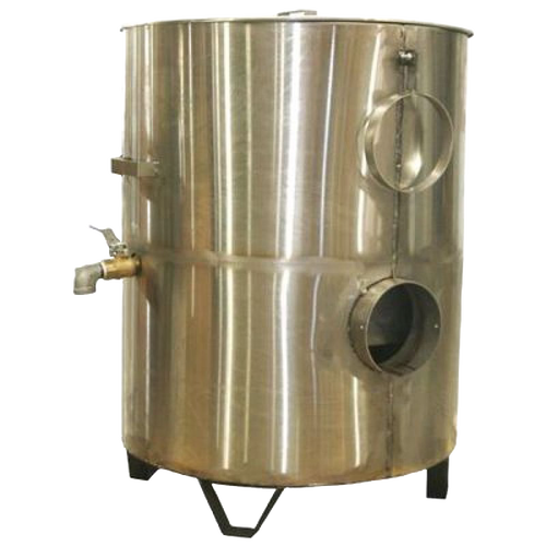 Stainless steel wood-fired canner with built-in firebox, lid, and spigot, designed for food preservation, canning, and water bath cooking, featured in Kitchen & Food and Food Preservation collections.