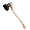 Handcrafted Snow & Nealley single bit axe with high carbon steel blade, hickory handle, genuine leather blade guard, ideal for heavy-duty wood cutting in farm and garden tasks.