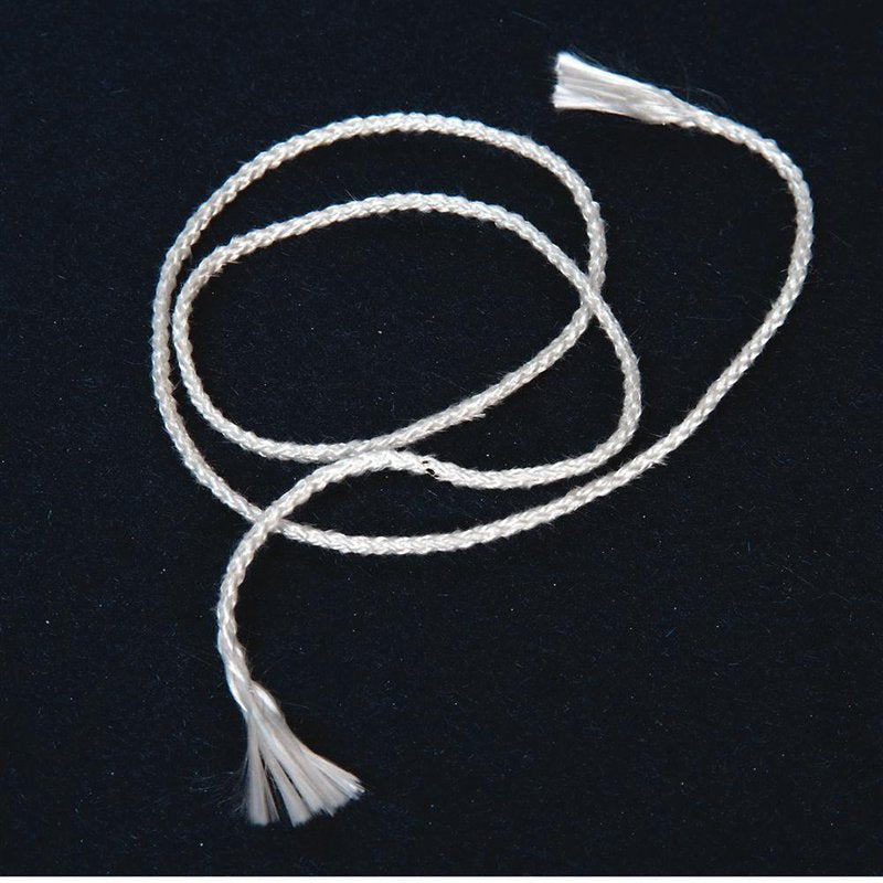 Close-up of a flexible round wick made from braided fiberglass fibers, ideal for lamps and candle crafting, featured in Candlemaking Supplies, Best Sellers, and Promo Eligible collections.