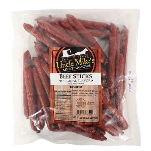 Large clear bag of handcrafted original flavored beef sticks with no nitrate preservatives, made in USA, perfect for Kitchen & Food, Snacks and Sweets, Meats, Holiday Hosting, USA Made, Best Sellers, Promo Eligible collections.