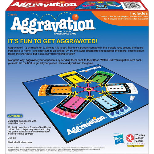 Boxed classic marble race game featuring a colorful star-shaped board with six player areas, marbles, and dice, ideal for children's toys and table and board game collections.