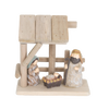 Handcrafted nativity scene featuring wooden stable and attached resin figurines of Mary, Joseph, and baby Jesus, ideal for Home & Decor, Holiday Decor, and Best Sellers collections.
