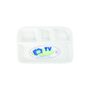 White porcelain divided tray with four compartments for easy portioning and separate serving, ideal for casual meals, featured in Kitchen & Food and Dinnerware collections.