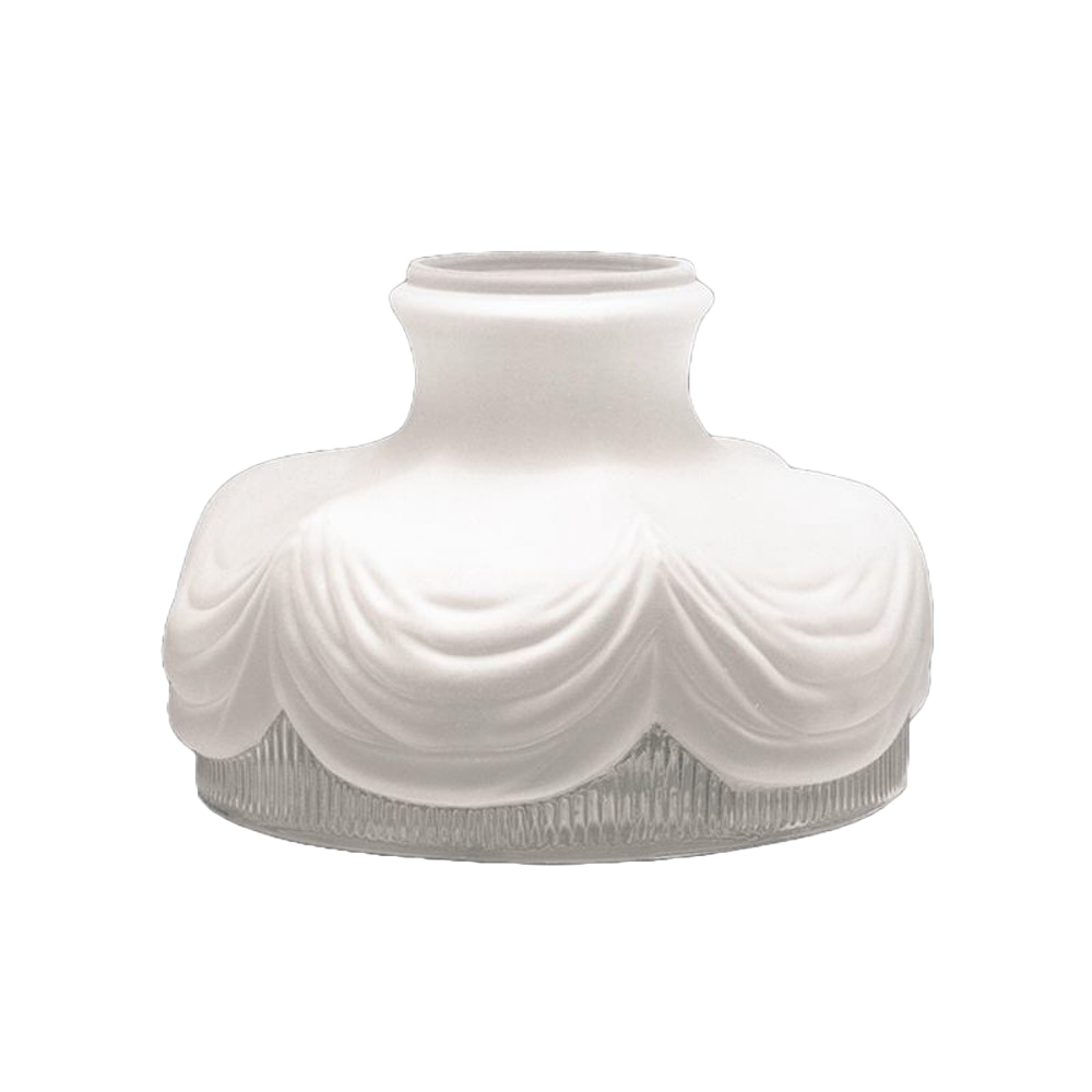 Satin crystal kerosene lantern shade with a frosted finish and decorative draped design, crafted for lamps and emergency lighting, featured in best sellers and lamp shades collections.