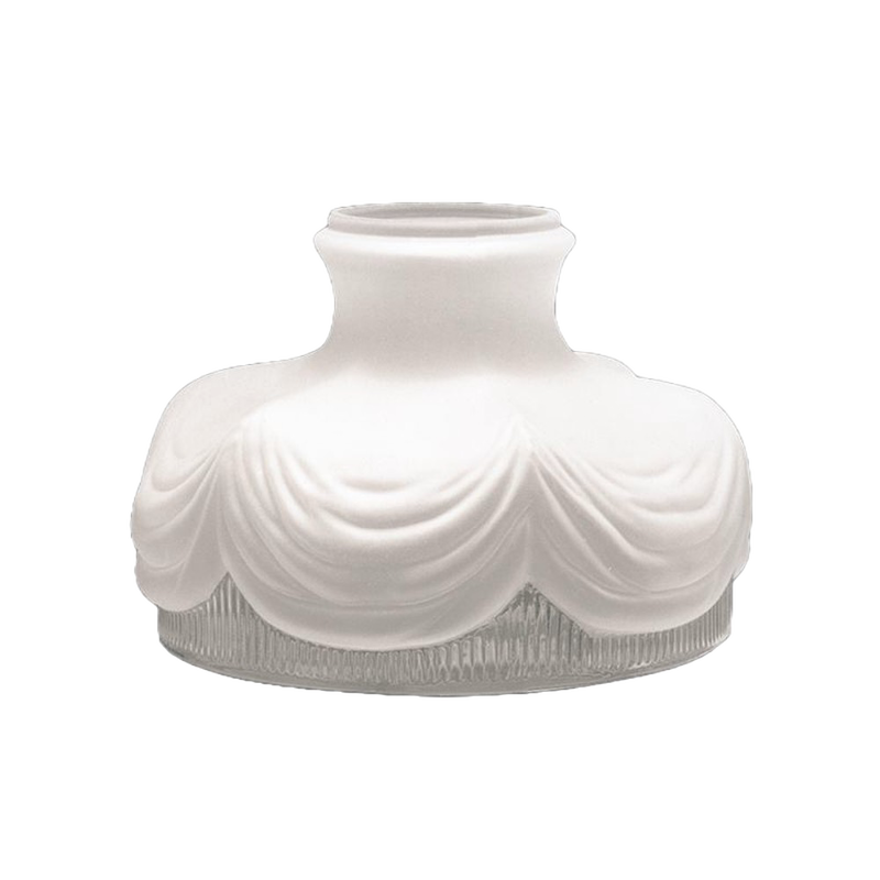 Satin crystal kerosene lantern shade with a frosted finish and decorative draped design, crafted for lamps and emergency lighting, featured in best sellers and lamp shades collections.
