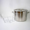 Stainless steel water bath canner with lid and wire rack, designed for canning and food preservation, also suitable for soups and stews in Kitchen & Food and Canning collections.