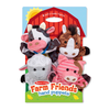 Set of four brightly patterned, washable farm animal hand puppets made from soft, durable fabric, perfect for imaginative play in Toys, Children's Toys, Dolls and Doll Accessories, Indoor Play, Best Sellers, and Promo Eligible collections.