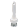 White plastic-handled meat tenderizer featuring 24 stainless-steel prongs, designed to soften meat fibers and speed cooking, ideal for kitchen accessories and specialty equipment collections.
