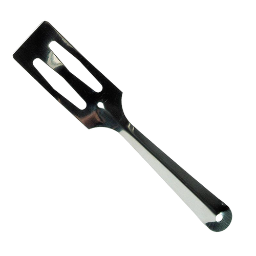 Stainless steel all-purpose kitchen spatula with a slotted, angled head and sharpened edge, handcrafted in USA, ideal for Kitchen & Food, Storage and Serving, USA Made, and Best Sellers collections.