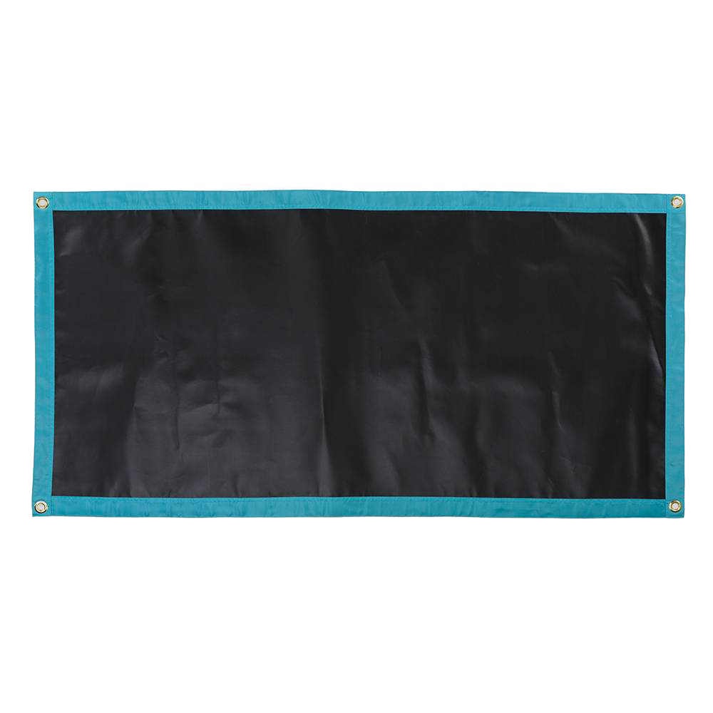 Rectangular roll-up chalk mat with turquoise fabric edges and corner grommets, designed for portable indoor play and creative activities in children's toys and best sellers collections.