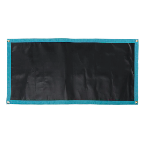 Rectangular roll-up chalk mat with turquoise fabric edges and corner grommets, designed for portable indoor play and creative activities in children's toys and best sellers collections.