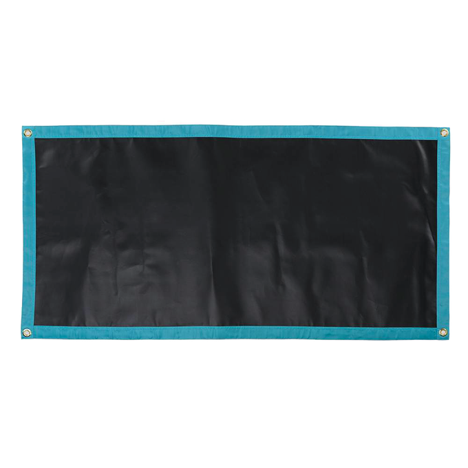 Rectangular roll-up chalk mat with turquoise fabric edges and corner grommets, designed for portable indoor play and creative activities in children's toys and best sellers collections.