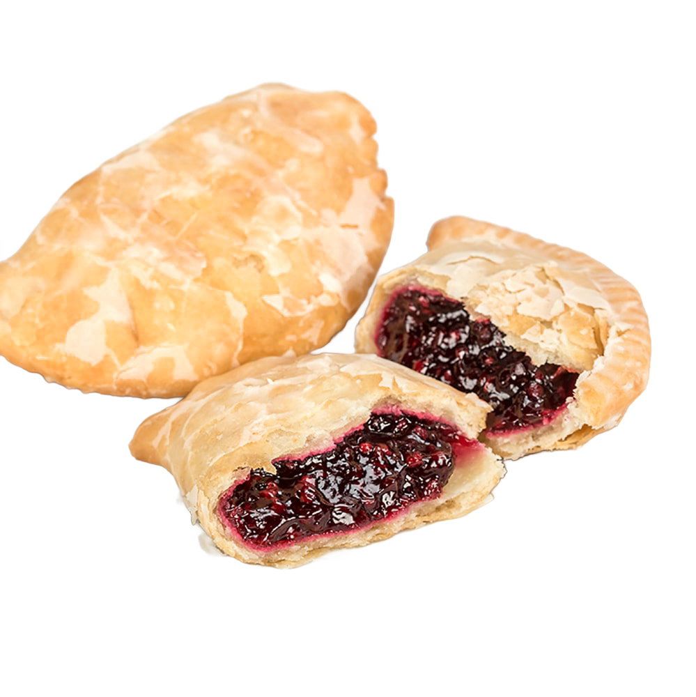 Handcrafted, Amish-style fry pies with thick golden crusts and rich, dark berry filling, perfect for Kitchen & Food, Snacks and Sweets, Holiday Hosting, USA Made, Best Sellers, and Promo Eligible collections.