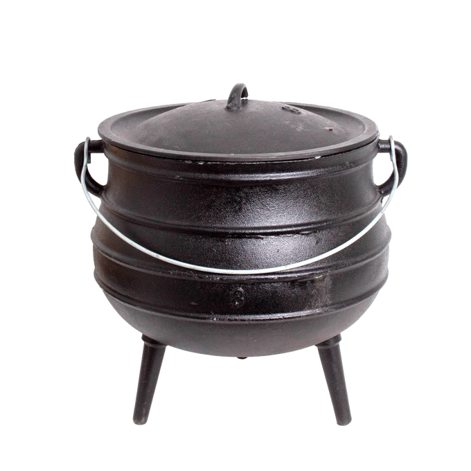 Handcrafted cast iron campfire kettle with round shape and three legs, designed for durable outdoor cooking in Farm, Garden & Tool, Camping, Best Sellers, and Promo Eligible collections.
