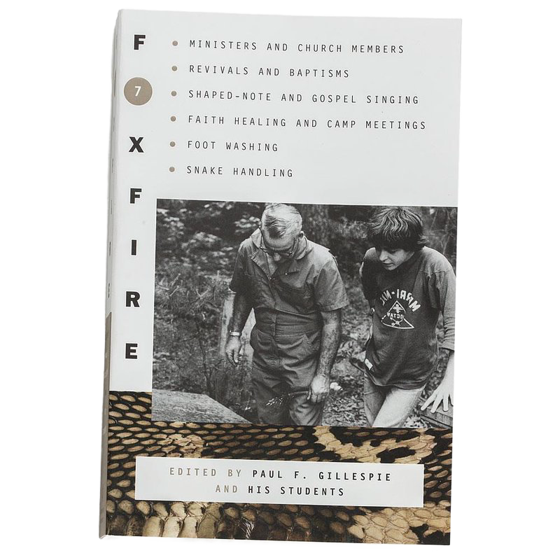 Front cover of a unique heritage book featuring black and white photo of two men outdoors, with topics including ministers, baptisms, gospel singing, and faith healing, ideal for Toys, Books & Games and Heritage and Lifestyle Books collections.