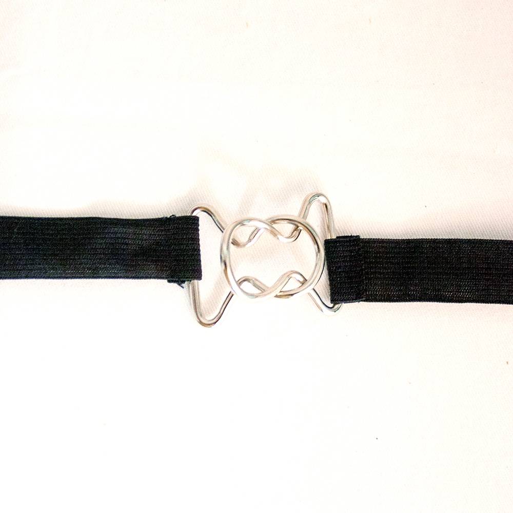 Close-up of a silver metal clasp connecting two ends of a black elastic strap, designed to secure covers, featured in Home & Decor and Best Sellers collections.