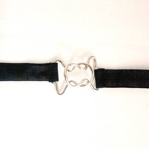 Close-up of a silver metal clasp connecting two ends of a black elastic strap, designed to secure covers, featured in Home & Decor and Best Sellers collections.