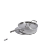 Fully clad stainless steel 4-quart saute pan with lid and long handle, featuring handcrafted design, durable construction, ideal for Kitchen & Food, Cookware, Pots and Pans, and Best Sellers collections.