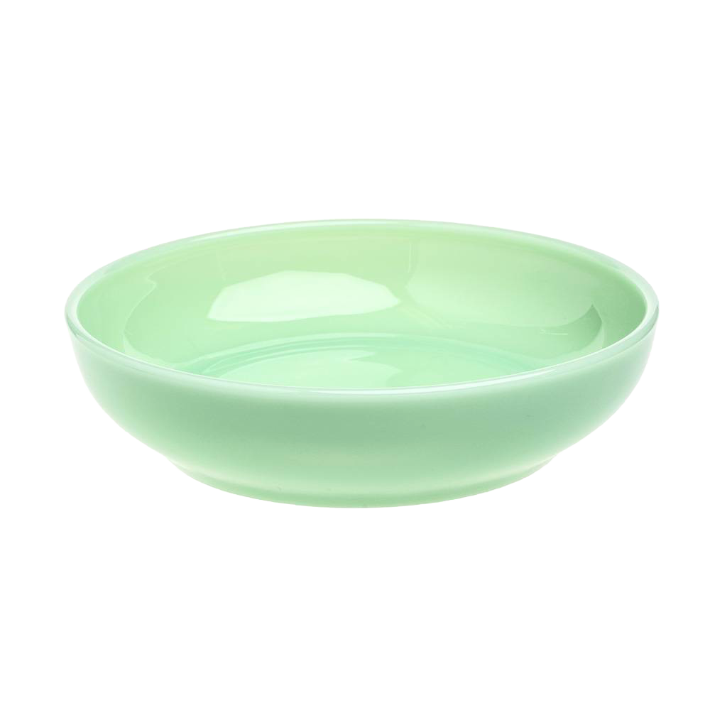 Handcrafted pastel green glass bowl with a smooth finish, made in the USA, ideal for Kitchen & Food, Dinnerware, Storage and Serving, and USA Made collections.