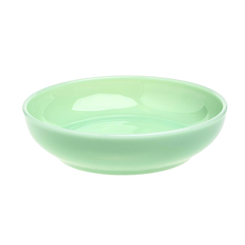 Handcrafted pastel green glass bowl with a smooth finish, made in the USA, ideal for Kitchen & Food, Dinnerware, Storage and Serving, and USA Made collections.