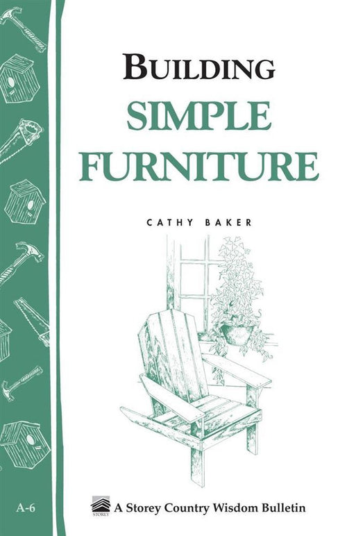 Cover of a handcrafted woodworking booklet featuring simple furniture plans with illustrations of tools and an Adirondack chair, part of Books and Heritage collections.