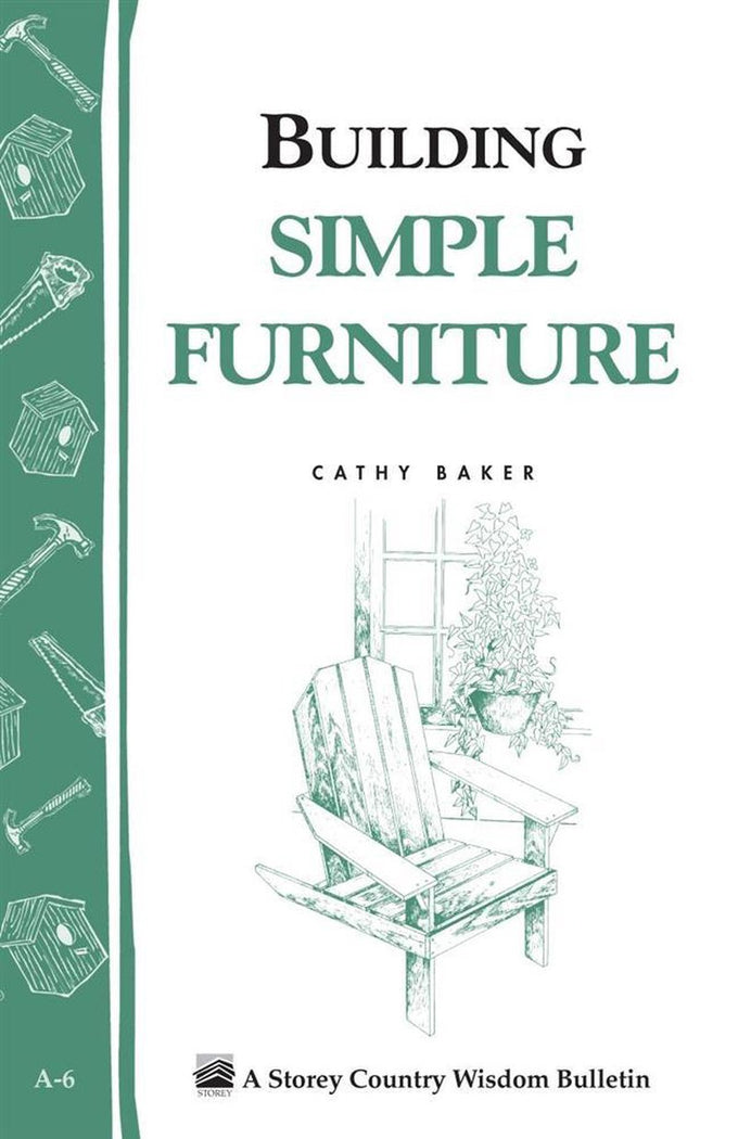 Cover of a handcrafted woodworking booklet featuring simple furniture plans with illustrations of tools and an Adirondack chair, part of Books and Heritage collections.