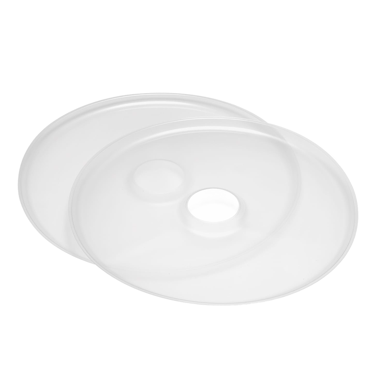 Two translucent round fruit roll sheets designed to fit Presto dehydrator trays, ideal for making homemade fruit leather and healthy snacks, featured in Kitchen & Food and Food Preservation collections.