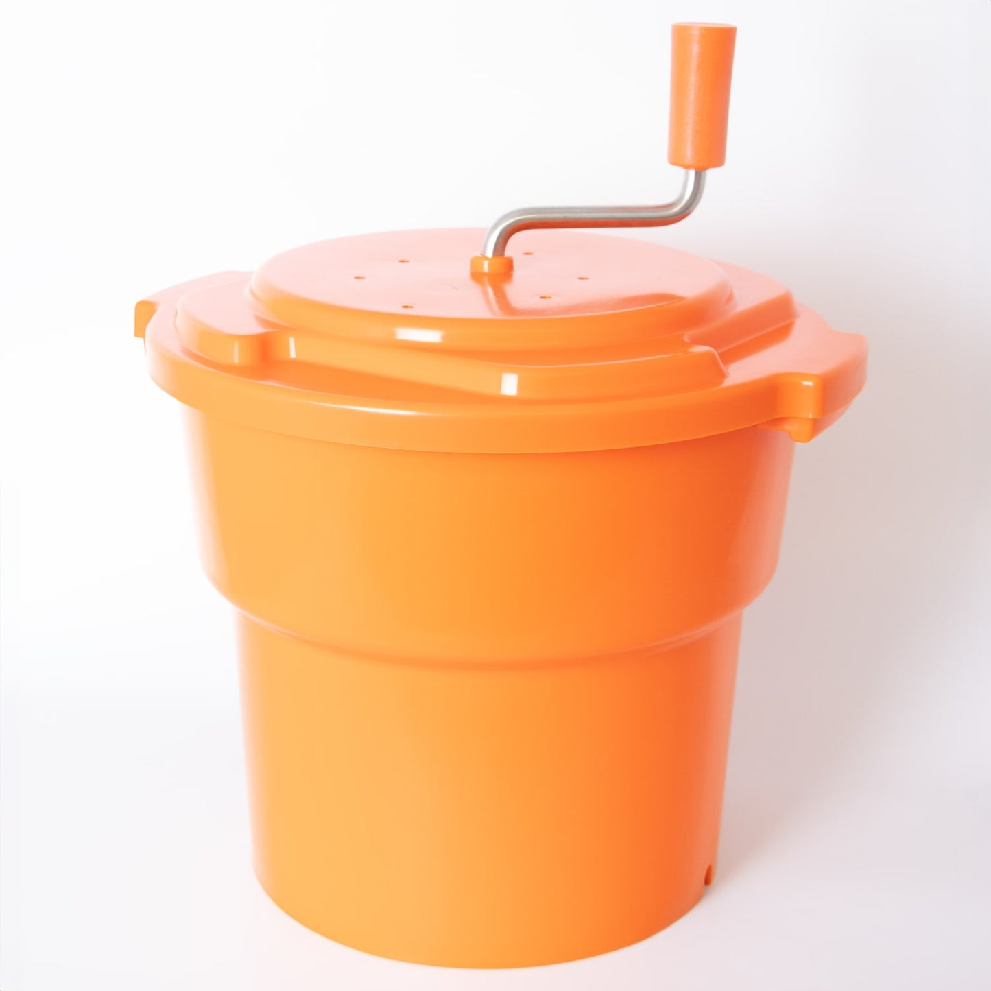 Handcrafted bright orange manual laundry spinner with a hand-crank handle and brake, designed for faster drying in Home & Decor, Laundry Supplies, and Drying Accessories collections.