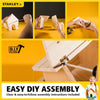 Hands assembling natural wooden parts of a DIY bird feeder kit with screws, nails, and glue, demonstrating step-by-step construction in a bright workspace, ideal for children's arts and crafts, toys, and animal care collections.