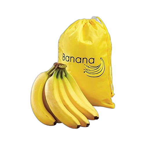 Bright yellow drawstring bag labeled for bananas, made of food-grade material, designed to keep fruit fresh longer, featured in Kitchen & Food, Storage and Serving, and Best Sellers collections.