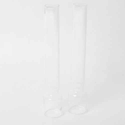 Two clear replacement glass chimneys designed for Lamp Maitresse-Boule oil lamps, featured in Lamps & Lighting, Oil Lamps, Table Lamps, Best Sellers, and Promo Eligible collections.