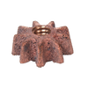 Close-up of a handcrafted bronze gear pinion with eight teeth and central threaded hole, designed for use in apple peeling equipment, featured in farm and kitchen tool collections.