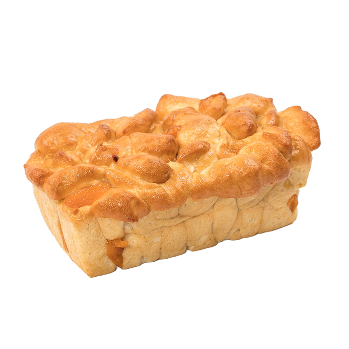 Loaf of soft, freshly baked peach bread featuring a golden crust with visible peach pieces, handcrafted in Amish Country, part of Kitchen & Food, Snacks and Sweets, USA Made collections.