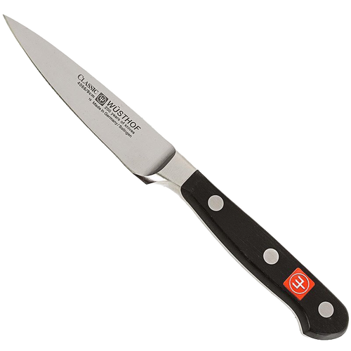 Wusthof paring knife with a high carbon stainless steel blade and triple-riveted full tang handle, ideal for precise mincing, peeling, and cutting in Kitchen & Food and Farm, Garden & Tool collections.