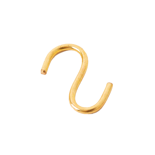 Handcrafted solid brass S-hook with smooth finish, designed for use in Lamps & Lighting, Parts and Accessories, Shade Rings and Holders, Best Sellers, and Promo Eligible collections.