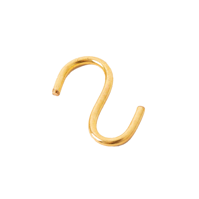 Handcrafted solid brass S-hook with smooth finish, designed for use in Lamps & Lighting, Parts and Accessories, Shade Rings and Holders, Best Sellers, and Promo Eligible collections.
