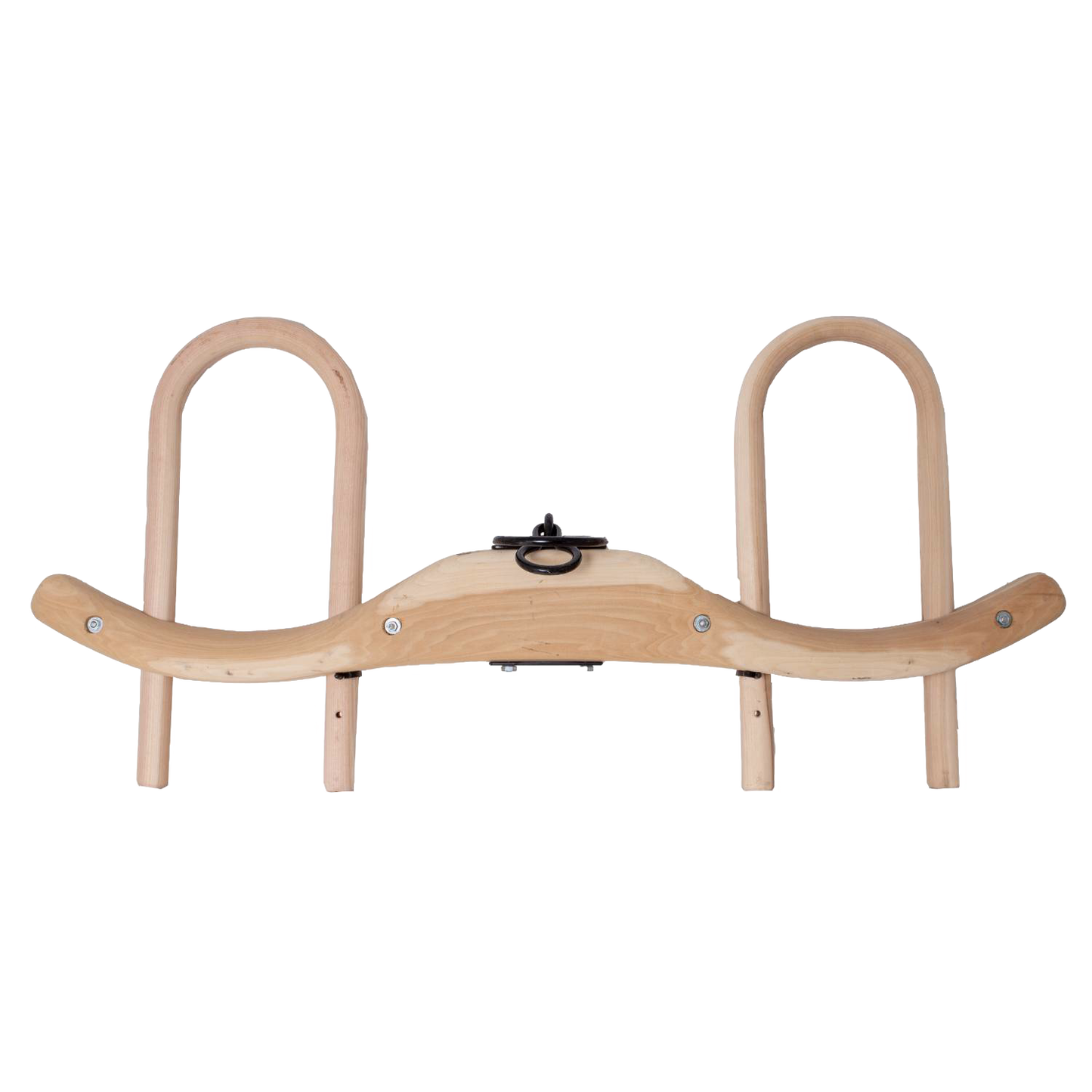 Handcrafted unfinished wood double ox yoke with sturdy metal hardware, designed for traditional plowing, featured in Farm, Garden & Tool, Farm Tools, Best Sellers, and Promo Eligible collections.