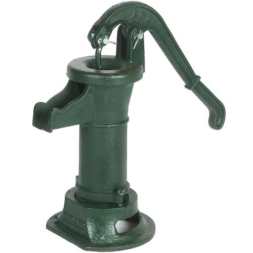 Handcrafted green cast iron hand pump designed for lifting water from shallow wells, suitable for Appliances, Water Pumps, Shallow Well Pumps, and Best Sellers collections.