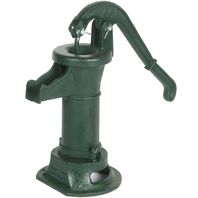 Handcrafted green cast iron hand pump designed for lifting water from shallow wells, suitable for Appliances, Water Pumps, Shallow Well Pumps, and Best Sellers collections.