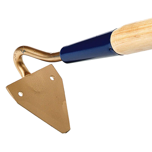 Handcrafted cultivator with a V-shaped sickle bar tooth and smooth wooden handle, designed for breaking up hard soil and cultivating garden rows, made in USA, part of Farm, Garden & Tool and Digging and Cultivating collections.