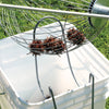 Metal wire nut gatherer lifting sweet gum seed pods above a white collection container, designed for easy yard cleanup with minimal bending; featured in Farm, Garden & Tool, Lawncare, Best Sellers, and Promo Eligible collections.