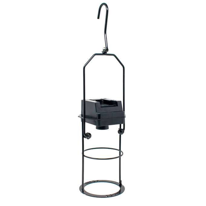 Compact black hanging light frame with a push switch and battery adapter hook, designed for versatile LED illumination, featured in Lamps & Lighting and Battery, Solar, LED collections.